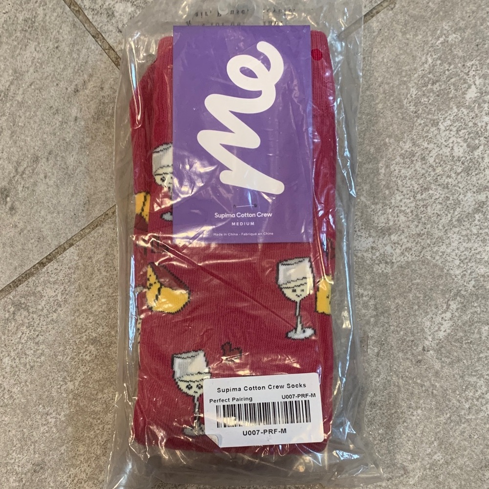 Meundies Supima Cotton Crew Medium NWT Sealed in Original Packaging Wine Cheese